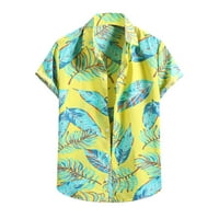 Машки Кошули Лето Печатени Кратки Ракави Плажа Мода Опуштено-одговара хавајски Слободно Време Џеб Кошула Плажа Ветер Врвот Блуза