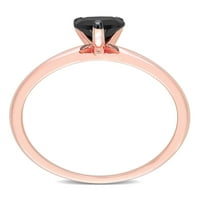 Карат Т.В. Црн дијамант 14kt розово злато солза на црна родиум позлатена прстен за ангажман со солитер