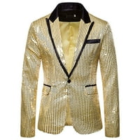 пгерауг машки кошули шарм костум со едно копче палто јакна со светки врвни поло маици за мажи злато xl