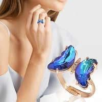 duhgbne пеперутка прстен, градиент скапоцен камен прстен, градиент пеперутка прстен, прилагодлив прстен, нов креативен прстен,