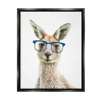 Stuple industries кенгур сини хипстер очила животни и инсекти сликање црна плови врамена уметничка печатена wallидна уметност