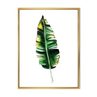 Дизајн на „Сингл лисја од банана на бела“ боемска и еклектична врамена платно wallидна уметност печатење
