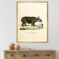 ДизајнАрт „Антички носорог“ фарма куќа врамена од платно wallидна уметност