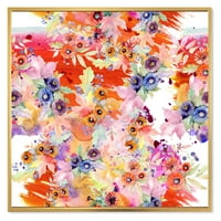 DesignArt 'Wildflowers and живописни диви пролетни лисја vi' модерна врамена платно wallидна уметност печатење