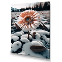Дизајнрт, цветен бел цвет Гербера во зимска платно wallидна уметност