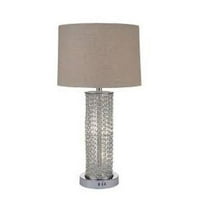 Aukfa Rustic Table Lamps за дневна соба спална соба, метална база, кристална мушка, LED сијалица и 4-насочен ротирачки прекинувач, Chrome