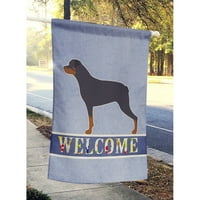 Каролини Богатства BB5570CHF Rottweiler Добредојдовте Знаме Платно Куќа Големина Голема, разнобојна