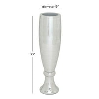 Декмод 33 Висок Шампањ Флејта Форма Сребрена Полистон Вазна Со Мозаик Огледало Инкрустирање