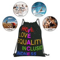 Љубов Мир Еднаквост Вклучување Добрина Надеж Врвка Ранец За Училиште Спорт Плажа Јога Водоотпорна Теретана Торба За Жени Мажи