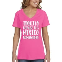 XtraFly Облека Жените Тоа Е Мексико Некаде Синко Де Мајо Пролет Пауза V-Вратот Маица