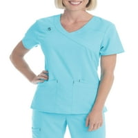 Scrubstar Women'sенска премиум колекција Rayon Mock Wrap Scrub Top