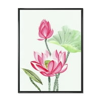 DesignArt 'Антички розов лотос цвет' Традиционално врамено платно wallидно печатење