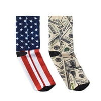 Значи & Обврзници Менс Пар Долар Бил И Американско Знаме Сублимирани Чорапи