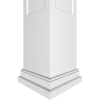 Ekena Millwork 8 W 10'H Craftsman Classic Square Non-Tapered, Вдлабнато панел PVC Column Kit, Prairie Capital & Prairie Base