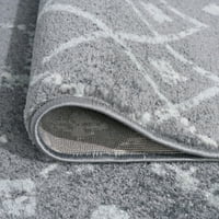 Транзициска површина килим геометриски сива, крем тркач во затворен простор лесен за чистење