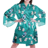 Мумаја Печатени Женски Кимоно Ракави Облеки Сатен Свила Добивање Подготвени Невестинска Облека Прикривање