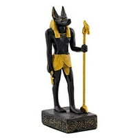 Топ Колекција Мини Египетска Статуа Анубис-Рачно Насликан Владетел На Скулптурата За Кучиња Во Подземјето Со Златни Акценти