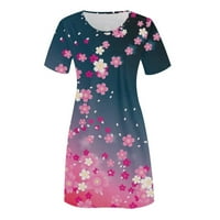 казка женски летен краток ракав маица маица фустан обичен замав бохо плажа фустан жешка розова xl