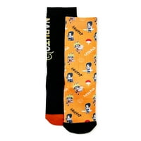 Чорапи на атлетски екипи на Наруто сето печатење, 2-пакувања, големина 8-12