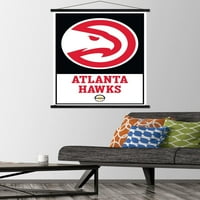 Атланта Хокс-Лого Ѕид Постер Со Дрвена Магнетна Рамка, 22.375 34