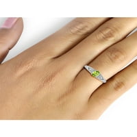 Jewelersclub Peridot Ring Rigntone Jewelry - 0. Carat Peridot 0. Стерлинг сребрен прстен накит со бел дијамантски акцент - Gemstone