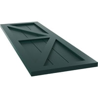 Ekena Millwork 12 W 74 H TRUE FIT PVC Две еднакви панели Фарма куќа фиксирани ролетни за монтирање w z-bar, термичка зелена