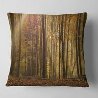 DesignArt густа шума во зраци на изгрејсонце - шума фрлање перница - 16x16