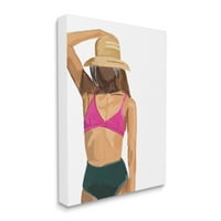 Ступел Индустрии Летна Плажа Девојка Во Сонце Шапка Крајбрежни Сликарство Галерија Завиткани Платно Печатење Ѕид Уметност