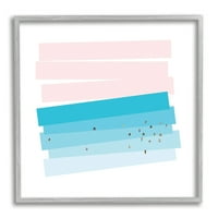 СТУПЕЛ ИНДУСТРИИ луѓе кои пливаат во океански геометриски апстрактно розово небо тропско сликарство сиво врамена уметничка печатена