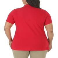 Lee Riders Women's Women's Plus Size Shate Relef Plid секојдневно основно поло маица