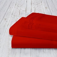 Без брчки во кревет постави микрофибер длабок џеб до, близнак близнак XL, црвено