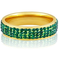 Крајбрежен накит зелени кристални камења злато позлатен прстен од не'рѓосувачки челик