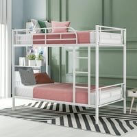 Аукфа близнак над двоен метал кревет кревет за детски, студентски дом, бел