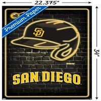 Сан Диего Падрес-Неонски Шлем Ѕид Постер, 22.375 34