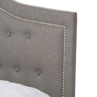 Бактон студио Емерсон Модерна и современа светло сива ткаенина тапациран кревет со големина на кралот