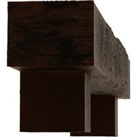 Ekena Millwork 4 H 6 D 72 W Rough Sawn Fau Wood Camplace Mantel Kit W alamo Corbels, природен пекан