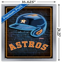 Хјустон Астрос - Постер за neonид на неонски шлем, 14.725 22.375 Рамка