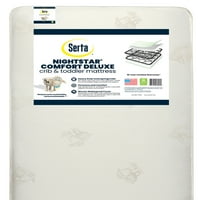 Serta NightStar Comfort Deluxe Dual -Entider Standard Baby Crib и Toddler Dattcre - Coils - Водоотпорна - Лесна тежина - Сертифициран злато Greenguard - Ограничена гаранција за доживотен век