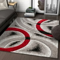 Добро ткаен Сан Франциско печатено модерна килим за геометриско подрачје, црвено