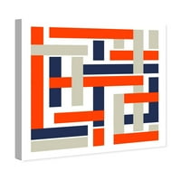 Студиото Wynwood Апстрактна wallидна уметност платно го отпечати „Горце“ геометриски - црвена, сина боја