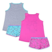 Jellifish Девојки девојки 4- Поставување на кратки и резервоари за пижами со врвни пижами