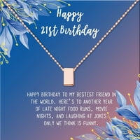 Анавија среќен 21-ви роденденски подароци од не'рѓосувачки челик моден ѓердан за роденденска картичка подарок за неа, роденденски