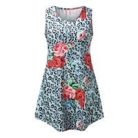 shpwfbe летни фустани за жени секојдневни фустани за жени женски џебови со цветен принт без ракави без ракави плажа а-линија