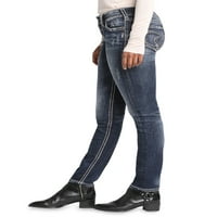 Сребрени фармерки копродукции дами суки средно издигнување на фармерки со права нозе, големини на половината 24-36