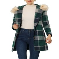 Уникатни поговори за женски зимски фау крзнено качулка карана палто јакна за надворешна облека
