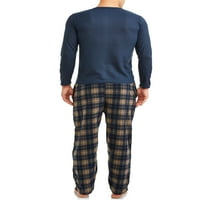 Облека за сина starвезда со машка 2-парта есенцијална долга ракав термички врвни микрофлецини панталони кадифен пижама сет