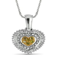 JewelersClub Carat T.W. Жолт и бел дијамант Стерлинг сребрен приврзок, 18 “