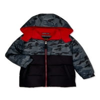 Ixtreme Boys Camo Print Colorblock Puffer Cout, големини 4-18