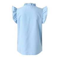 Лето Нови Женски Возбудувања Врвови Со Кратки Ракави Еднобојна Блуза Против Вратот Обични Блузи За Кошули