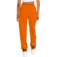 Женски Моден Спорт Џеб Со Цврста Боја Џеб За Влечење Секојдневни Панталони За Пот Портокал Л